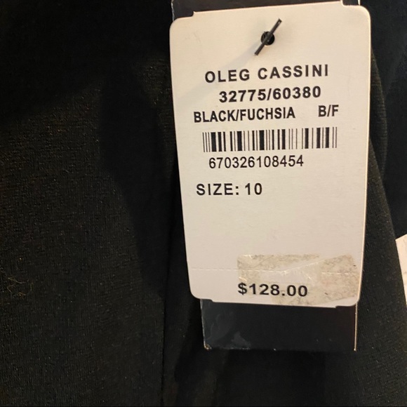 Oleg Cassini Black Dress with fuchsia trim sz 10 - Picture 6 of 9